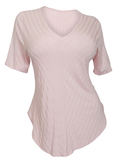 Plus Size V-Neck Curved Hem Top Pink