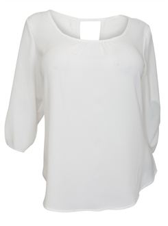 Plus Size Wide Scoop Neck Open Back Top White