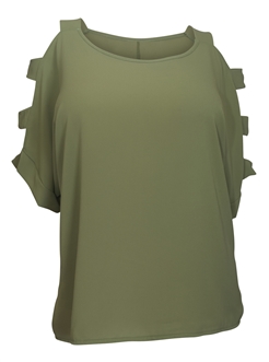 Plus Size Cutout Sleeve Top Olive