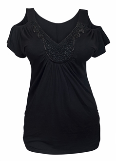 Plus size Drop Shoulder Top Black 9116