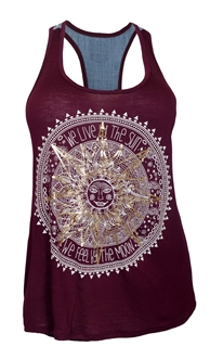 Plus Size Designer Print Racer-Back Tank Top Wine