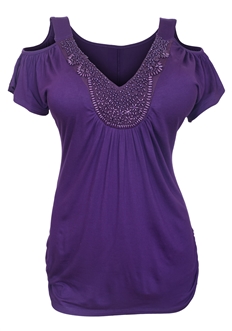 Plus size Drop Shoulder Top Purple 9116