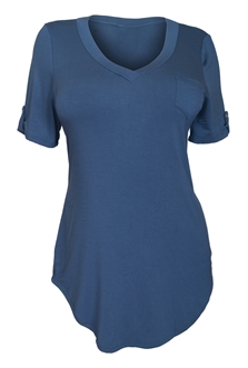 Women's Ballet Tunic Top Denim Blue