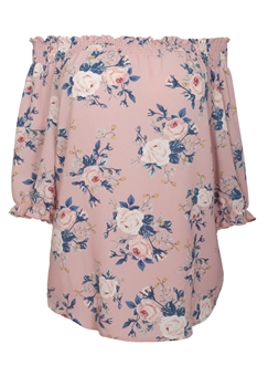 Women's Smocked Off The Shoulder Tunic Top Pink Floral