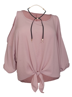 Women's Wide Neck Cold Shoulder Top Blush