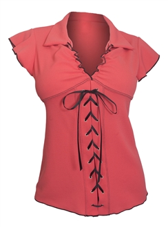 Plus Size Sexy Lace Corset Top Embossed Coral 18329