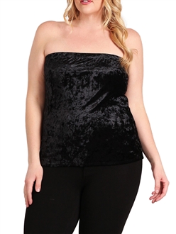 Plus Size Strapless Top Black Velvet 18329