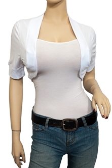 Jr Plus Size Cotton Cropped Bolero Shrug White