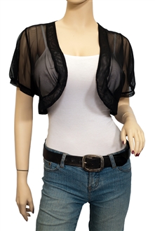 Jr Plus Size Sheer Cropped Bolero Shrug Black