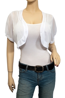 Jr Plus Size Sheer Cropped Bolero Shrug White