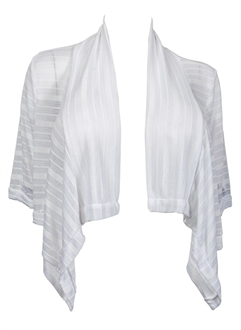 Plus Size Striped Shawl Collar Cropped Cardigan White