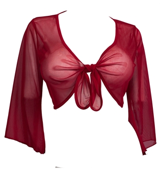 Plus Size Sexy Red Sheer Front Tie Bolero Shrug