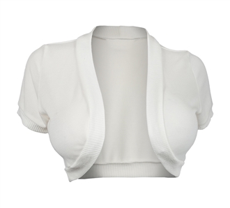 Womens' Open Front Cropped Bolero Shrug Off White