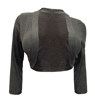 Plus Size 3/4 Sleeve Cropped Bolero Shrug Gray