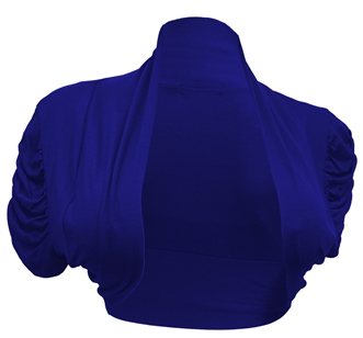 Plus size Ruched Open Front Cropped Bolero Shrug Navy