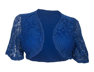 Plus size Open Front Floral Lace Overlay Bolero Blue