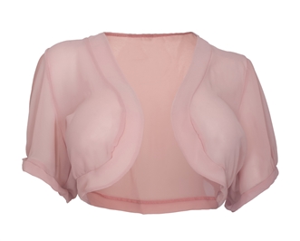 Plus size Sheer Open Front Bolero Shrug Pink