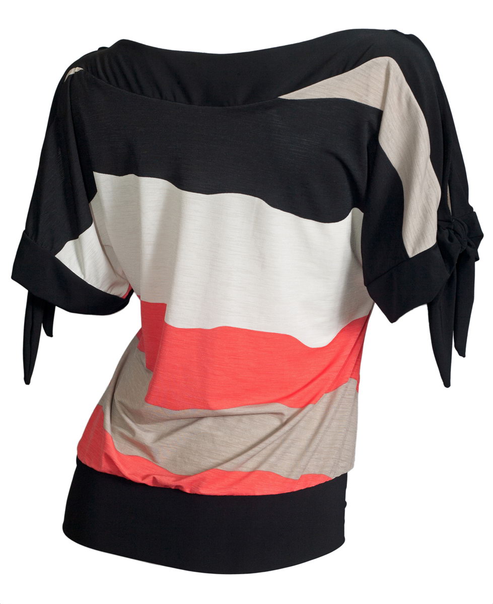 Plus size Off Shoulder Color Block Top Coral | eVogues Apparel