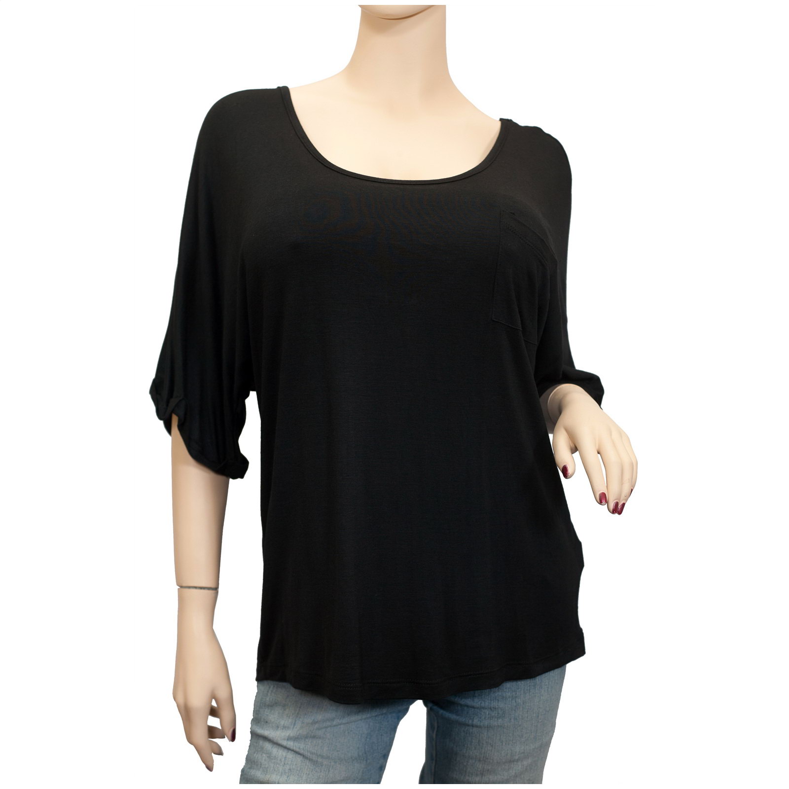 Plus size Open Back Top Black | eVogues Apparel