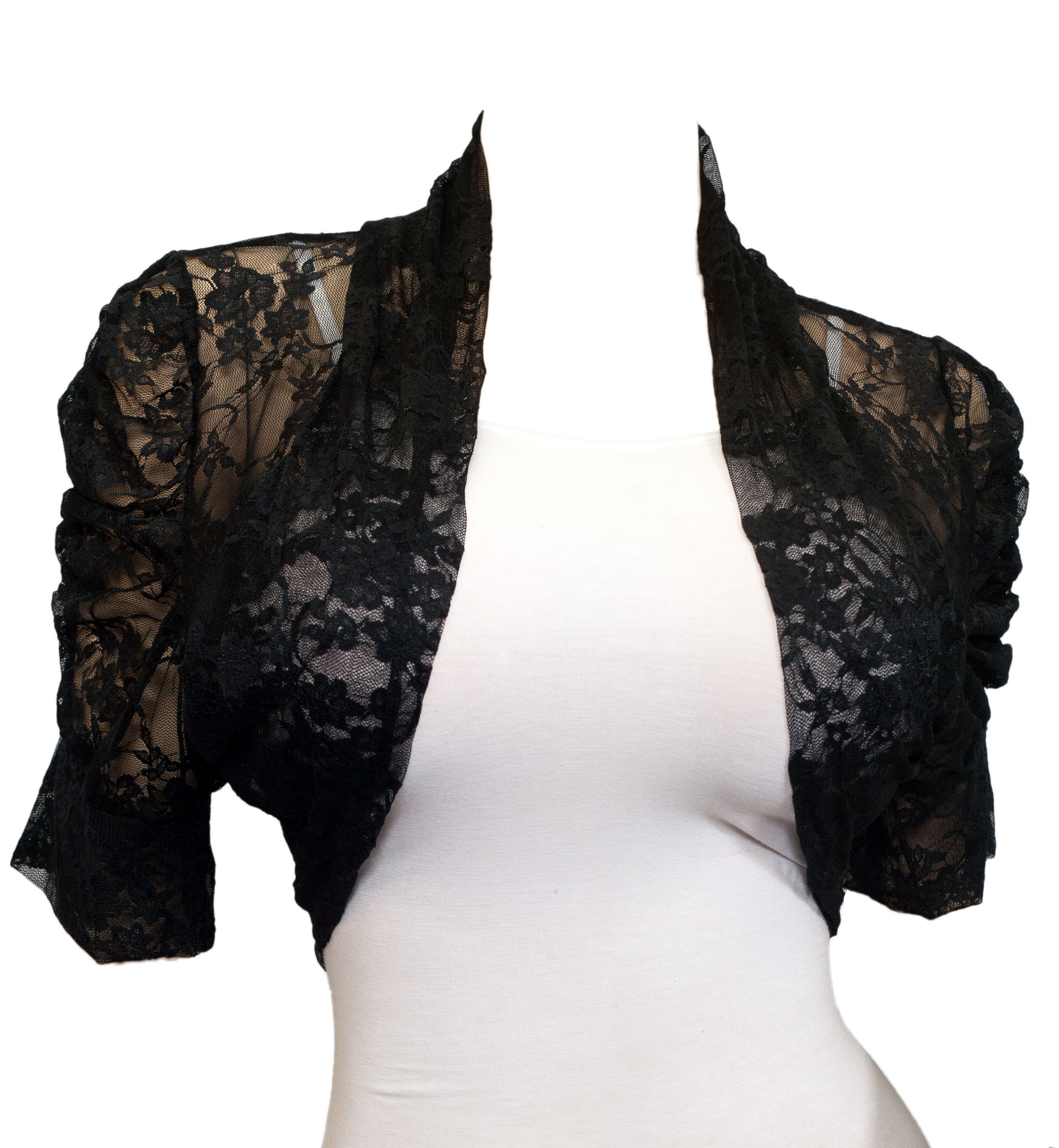 Plus Size Floral Lace Bolero Shrug Black | eVogues Apparel