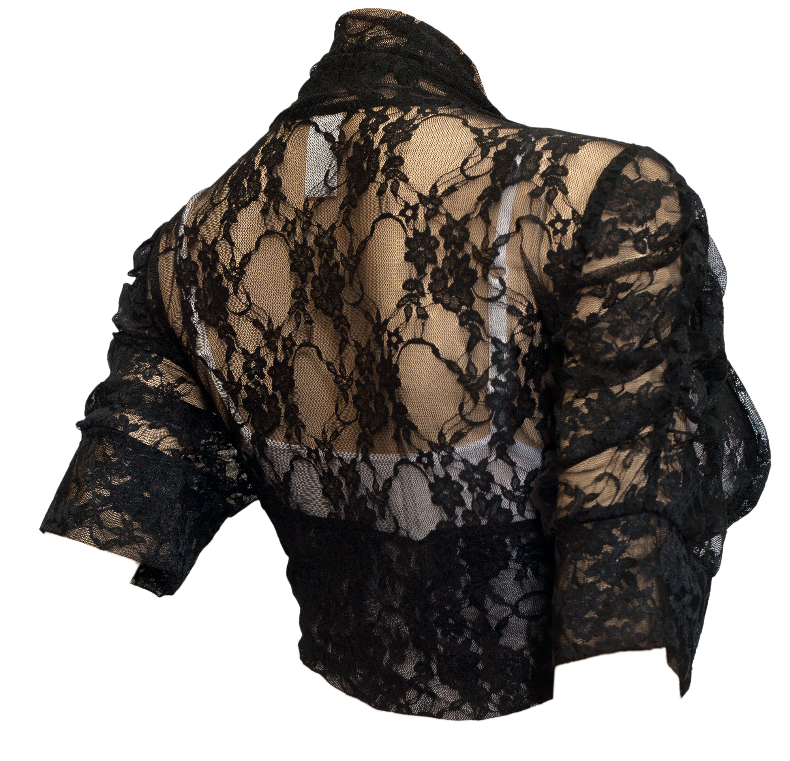 Plus Size Floral Lace Bolero Shrug Black | eVogues Apparel