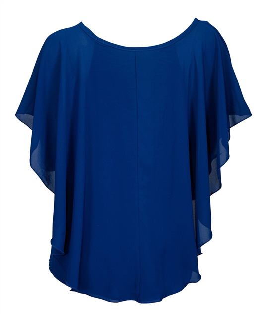 Plus Size Layered Chiffon Top Royal Blue Evogues Apparel 5742