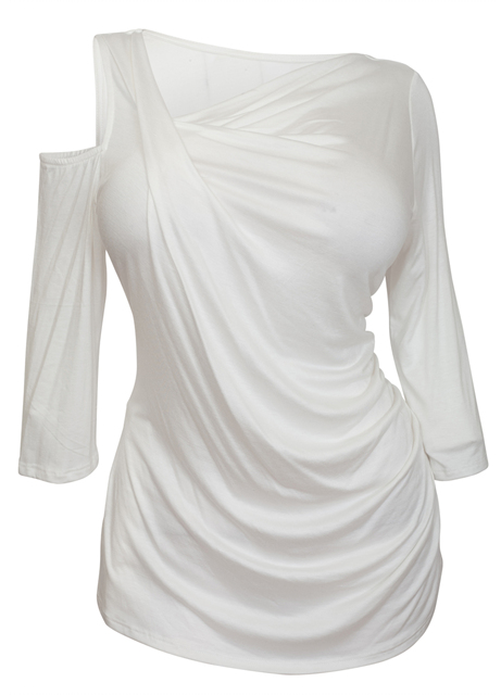 Plus Size One Cutout Cold Shoulder Top Off White | eVogues Apparel