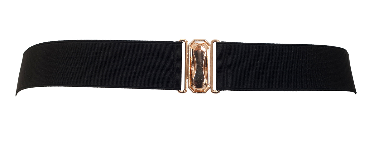 Plus size Gold Metallic Big Mirror Bow Elastic Fashion Belt Black ...