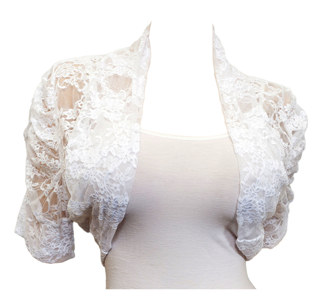 Plus Size Floral Lace Bolero Shrug White | eVogues Apparel