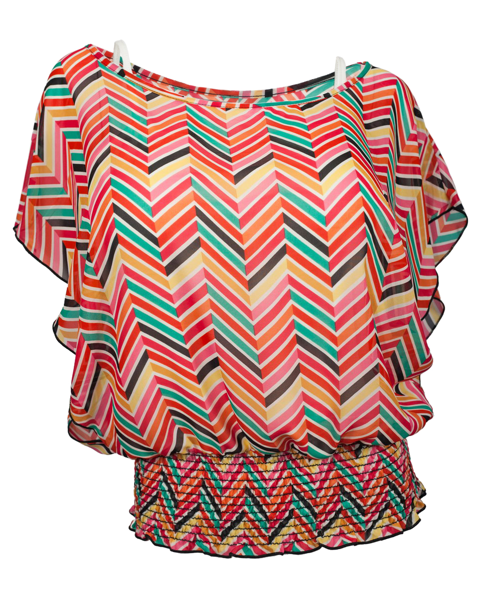 Plus Size Colorful ZigZag Print Layered Poncho Top | eVogues Apparel