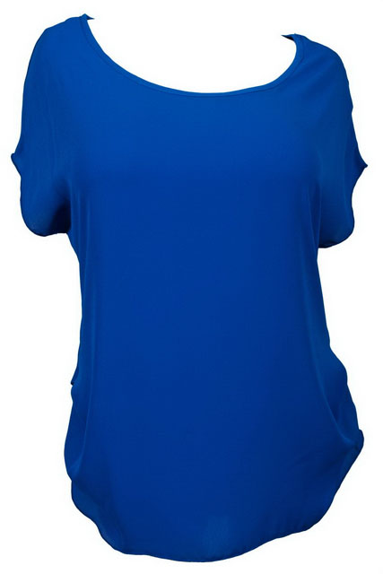 Plus size Ruched Detail Chiffon Wide Scoop Neck Top Royal Blue ...