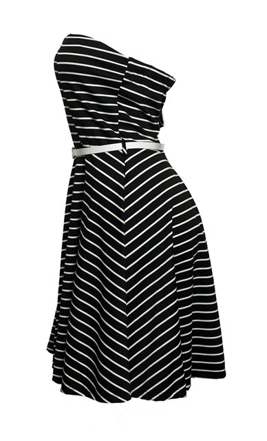 Plus Size Stripe Print Retro Dress Black | eVogues Apparel