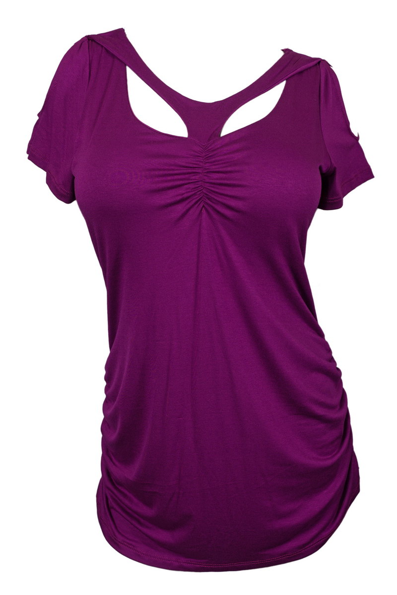 Plus Size Off Shoulder Racer Back Tunic Top Purple | eVogues Apparel