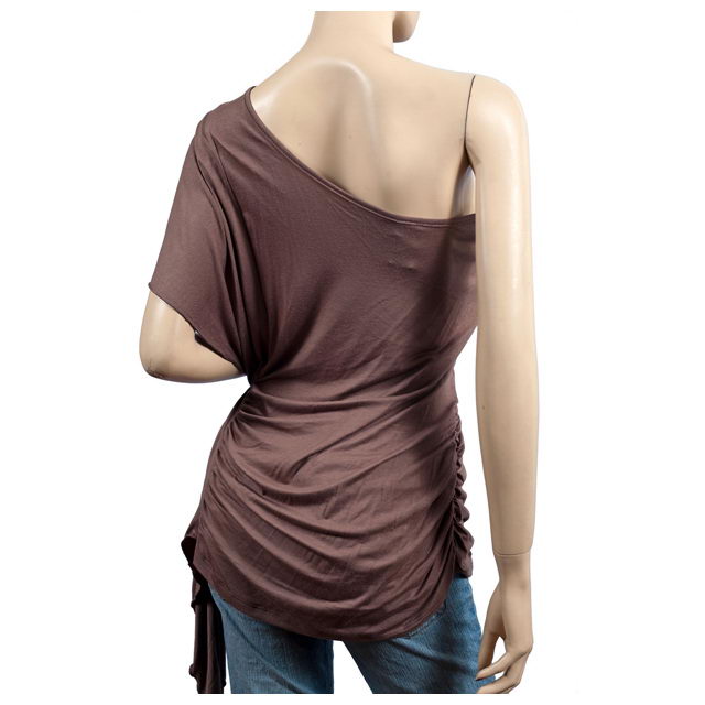 Sexy Brown One Shoulder Plus Size Tunic Top | eVogues Apparel