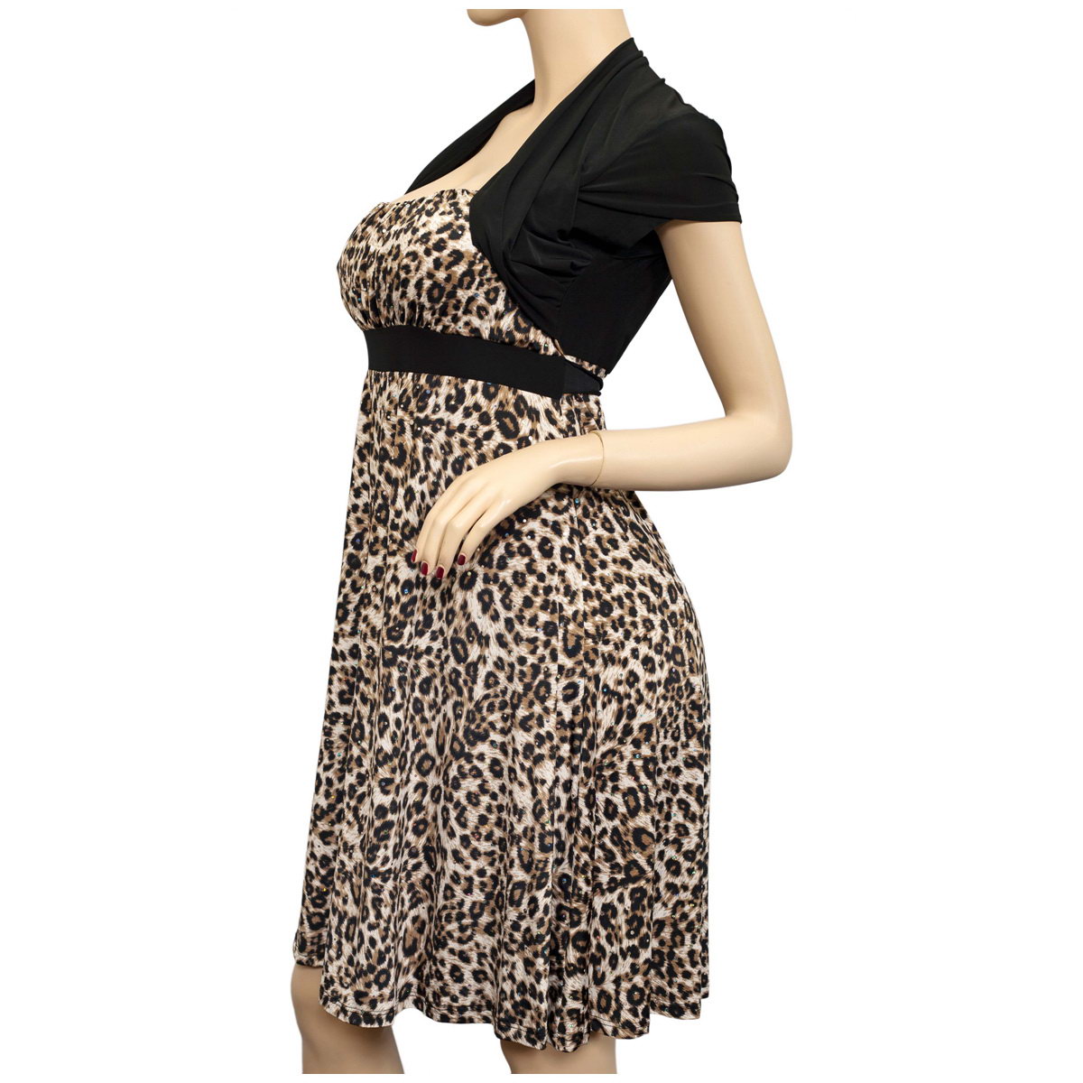 Plus Size Animal Print Faux Shrug Dress Brown | eVogues Apparel