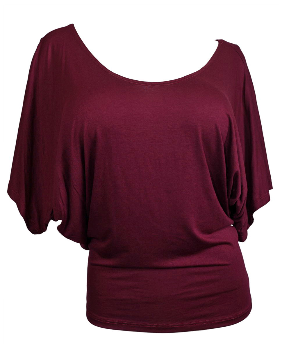 Plus Size Dolman Sleeve Top Burgundy | eVogues Apparel