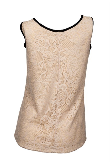 Plus size Floral Lace Sleeveless Blouse With Bow Detail Taupe | eVogues ...