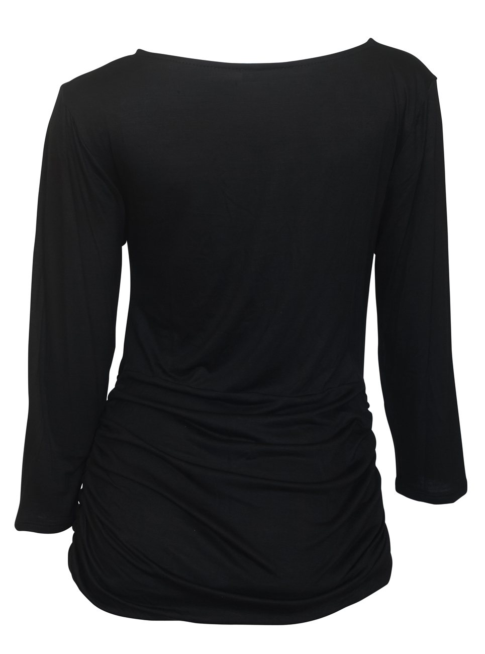 Plus Size V-Neck Lace Up Top Black 16113 | eVogues Apparel