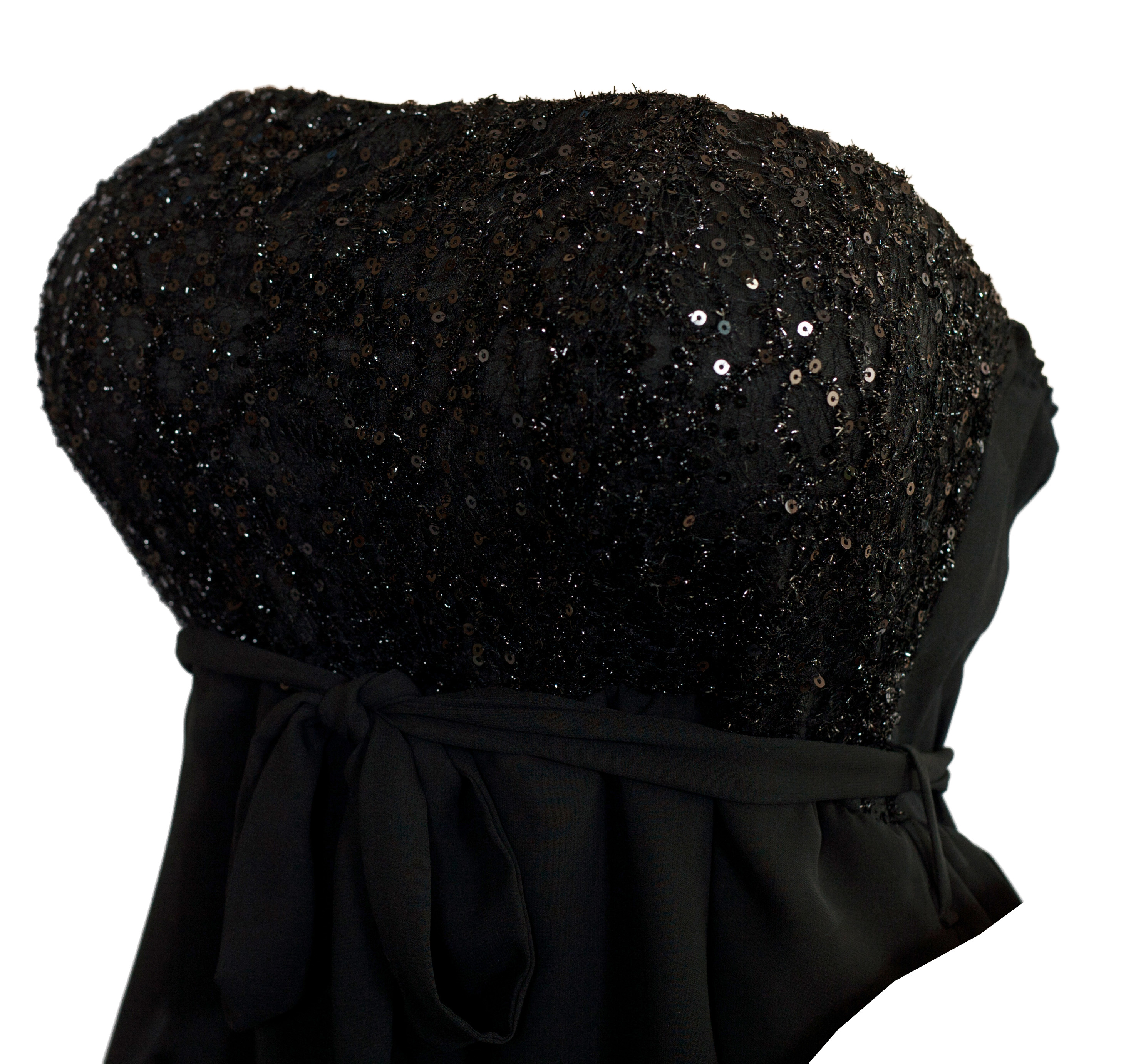 Plus Size Black Sequined Princess Ruffle Dress | eVogues Apparel