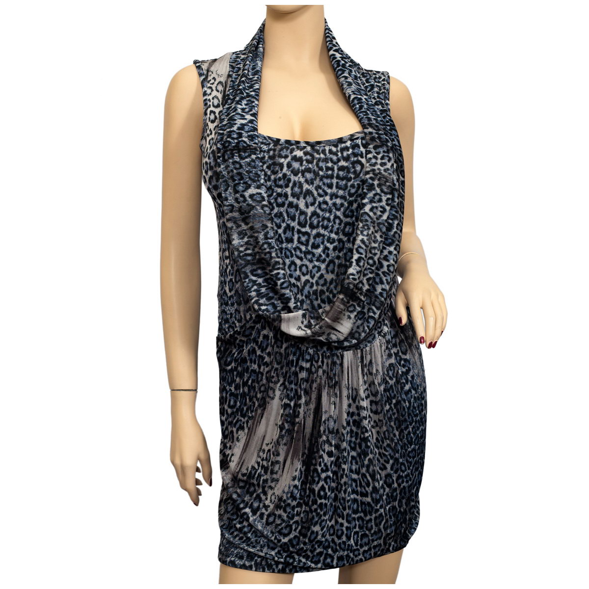 Plus Size Animal Print Sleeveless Dress Blue | eVogues Apparel