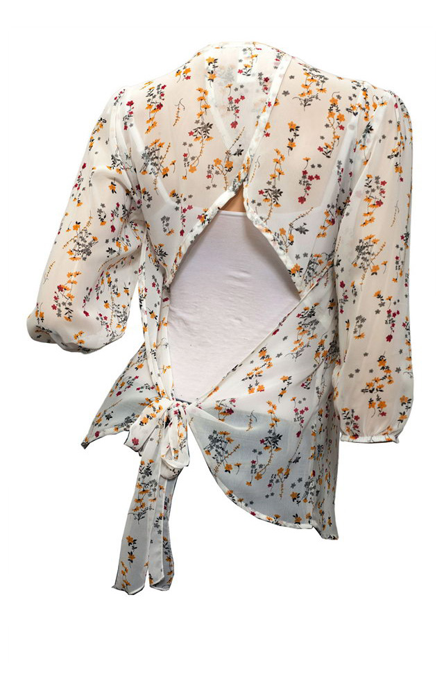 Jr Plus Size Floral Print Sheer Chiffon Top White | eVogues Apparel