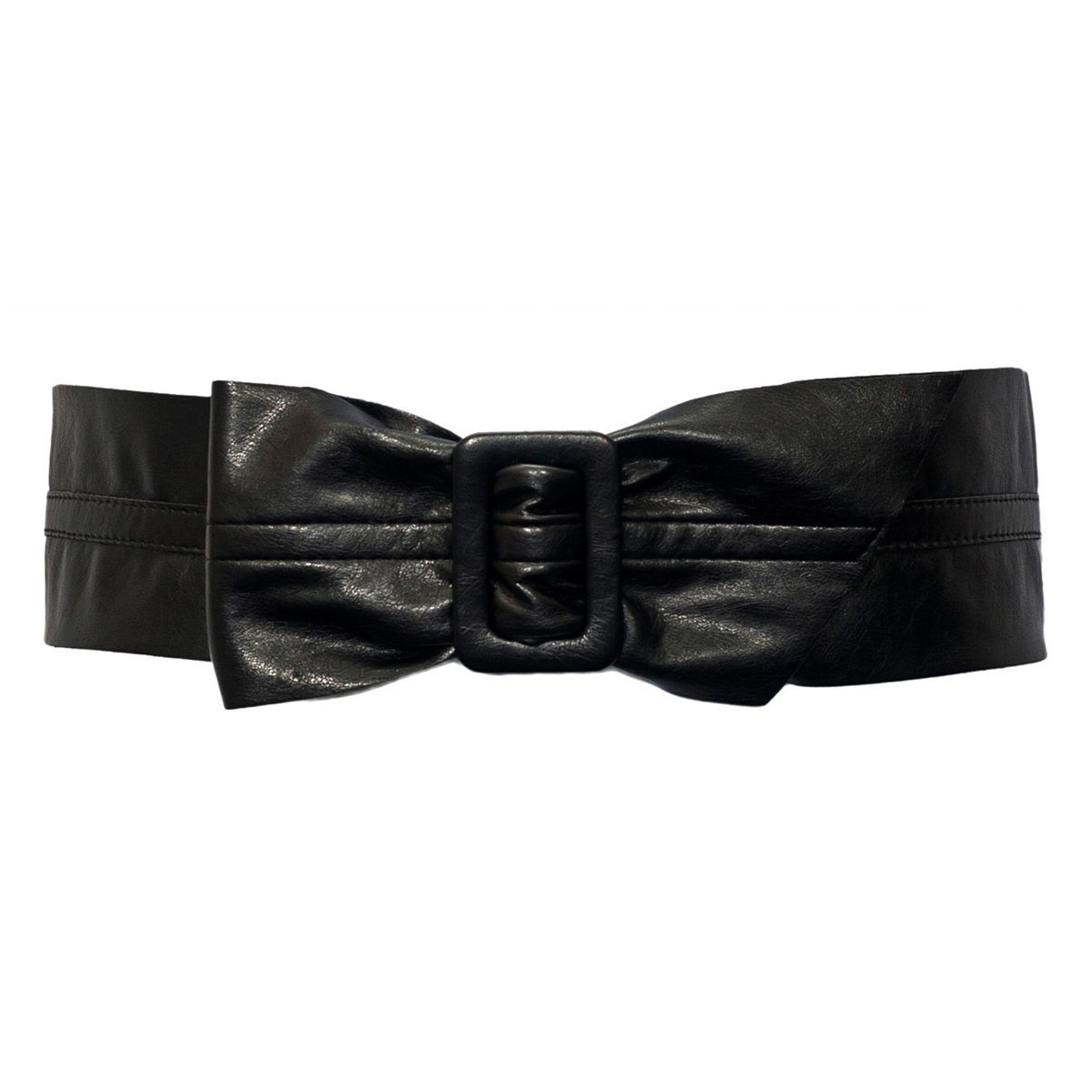 Plus Size Leatherette Bow Belt Black | eVogues Apparel