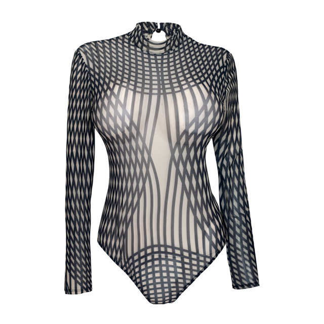 Women's Long Sleeve Sheer Bodysuit 161110 | eVogues Apparel