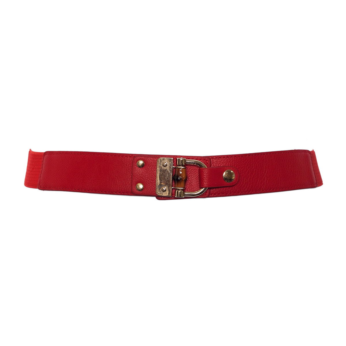 Plus Size Golden Metal Buckle Skinny Elastic Belt Red | eVogues Apparel