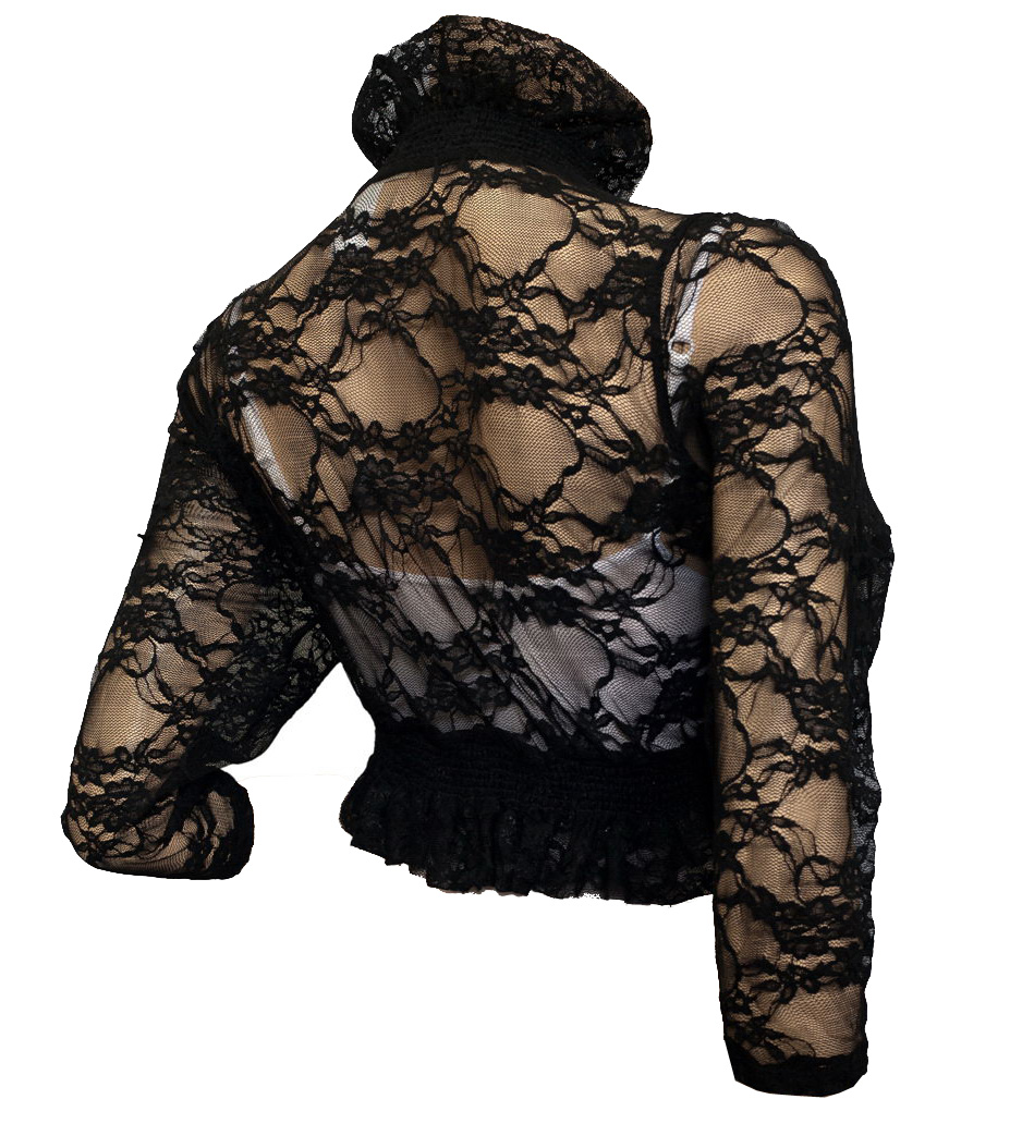 Jr Plus Size Sheer Lace Bolero Shrug Black | eVogues Apparel