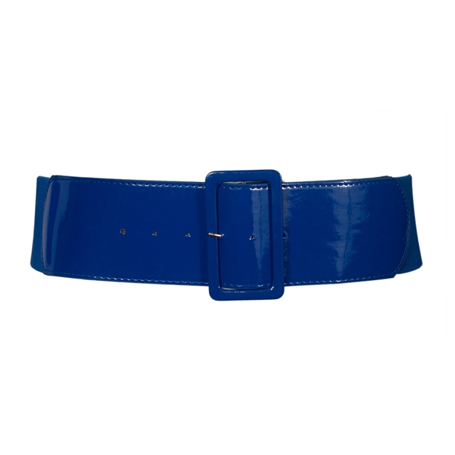 Women's Wide Patent Leather Fashion Belt Navy | eVogues Apparel