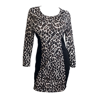 Plus size Animal Print Color Block Dress Black | eVogues Apparel