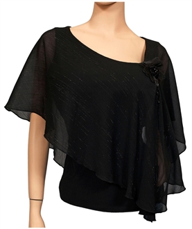 Short-Sleeve Layered Top Black