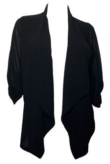 Plus Size Sheer Chiffon Open Front Cardigan Black | eVogues Apparel